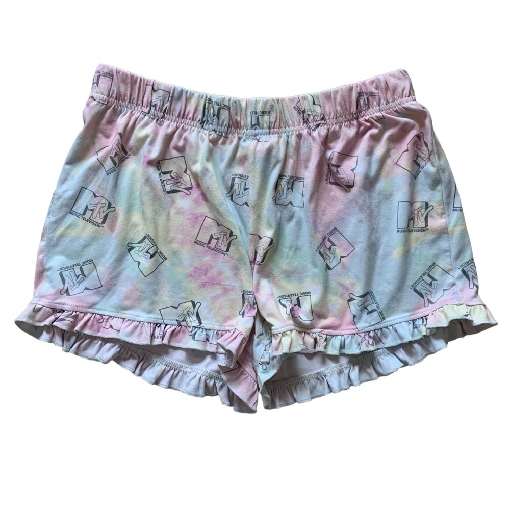 MTV tie dye elastic frilly size medium monogram pj short shorts​​​​​